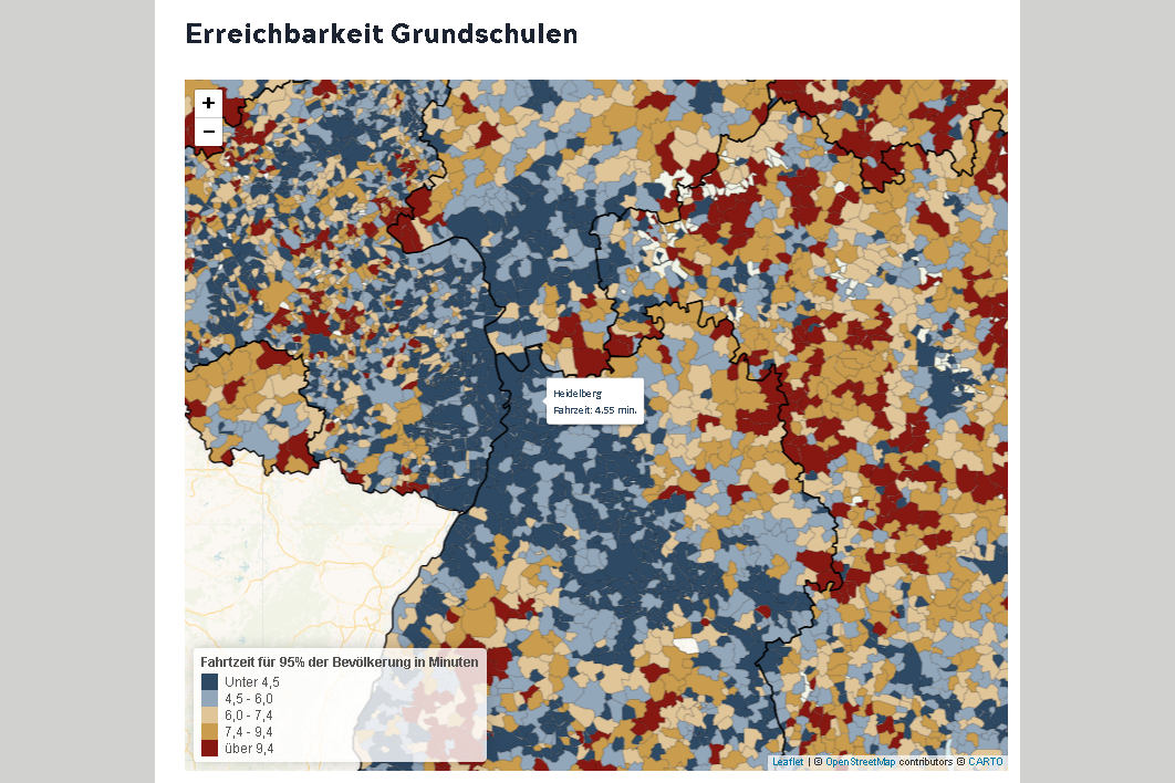 Geschätzte Anfahrt zur nächsten Schule